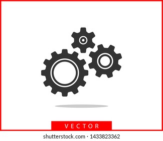 Metal gears and cogs vector. Gear icon flat design. Mechanism wheels logo. Cogwheel concept template.