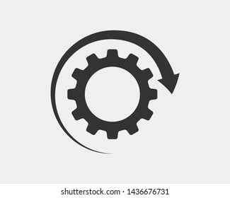 Metal gears and cogs vector. Gear icon flat design. Mechanism wheels logo. Cogwheel concept template.