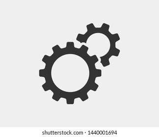 Vector de engranajes metálicos y cogs. Diseño plano de icono del engranaje. Logo de las ruedas del mecanismo. Plantilla de concepto CogWheel.