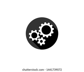 Metal gears and cogs vector. Gear icon flat design. Mechanism wheels logo. Cogwheel concept template.
