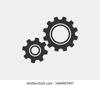 Metal gears and cogs vector. Gear icon flat design. Mechanism wheels logo. Cogwheel concept template.