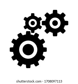 Metal gears and cogs vector. Gear icon flat design. Mechanism wheels logo on white background