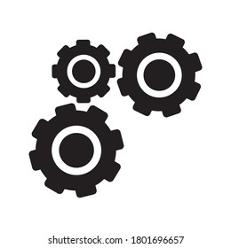 Metallgewerke und Zahnräder, Vektorgrafik. Zahnradsymbol flach. Logo für Mechanikräder