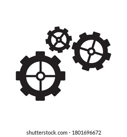 Metal gears and cogs vector. Gear icon flat design. Mechanism wheels logo