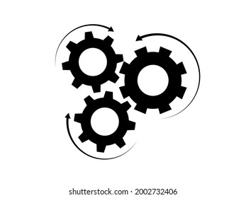 Vector de engranajes metálicos y cogs. Diseño plano de icono de engranaje. Logo de las ruedas del mecanismo. Plantilla de concepto CogWheel.