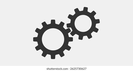 Metal gears and cogs vector. Gear icon flat design. Mechanism wheels logo. Cogwheel concept template.