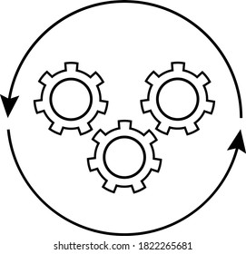 Metal gears and cogs vector. Сosts optimization and production efficiency icon. Mechanism wheels logo. Cogwheel concept template.