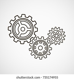 Metal gears. Factory gears vector icon. Mechanical gear. The image of the gear. Machine gear. Cogwheel gear.