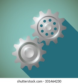 Metal gears. Flat design. Stock vector illustration.
