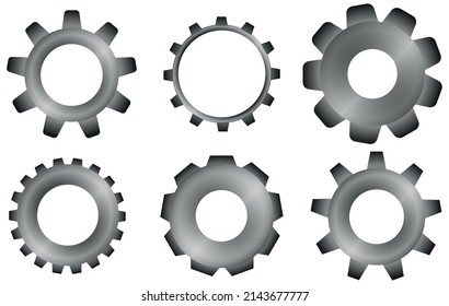 Metal gears on dark green background Steampunk cogwheels vector set victorian era illustration design elements great for laser or vinyl cut