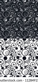 Metal Gears Seamless Pattern. Two Options. Vector Illustration