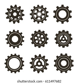 Metal gears set. Factory gears vector icon. Mechanical gear. The image of the gear. Machine gear. Cogwheel gear
