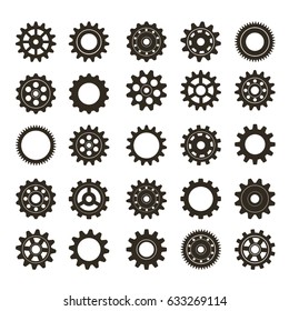 Metal gears set. Factory gears vector icon. Mechanical gear. The image of the gear. Machine gear. Cogwheel gear.