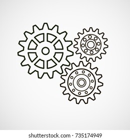 Metal gears set. Factory gears vector icon. Mechanical gear. The image of the gear. Machine gear. Cogwheel gear
