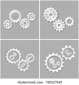 Metal gears set. Factory gears vector icon. Mechanical gear. The image of the gear. Machine gear. Cogwheel gear.