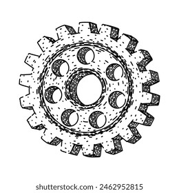 metal gears steampunk hand drawn. isolated cog, machine vintage, old frame metal gears steampunk vector sketch. isolated black illustration