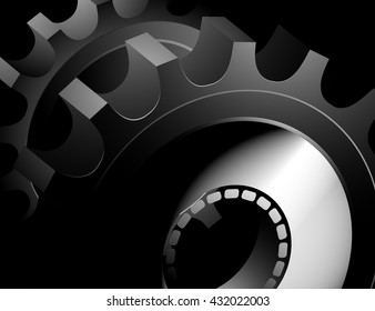 Metal gears vector dark scene abstract background