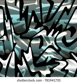 Metal geometric seamless pattern with spline geometries and polygonal shapes and vibrant stylish color tones.
