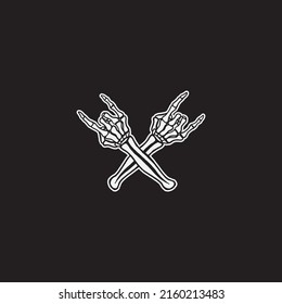 Metal gesture hand bones drawing illustration.