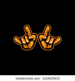 metal gesture hand pose vector graphic
