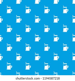 Metal glass cup tea pattern vector seamless blue repeat for any use