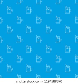 Metal glass cup tea pattern vector seamless blue repeat for any use