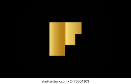 Metal gold F alphabet letter logo icon design.