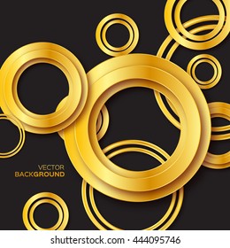 Metal gold foil Circle and Ring background. Abstract Vector design illustration.