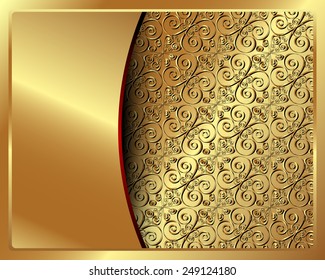 Metal gold frame decorated with an openwork pattern for your design