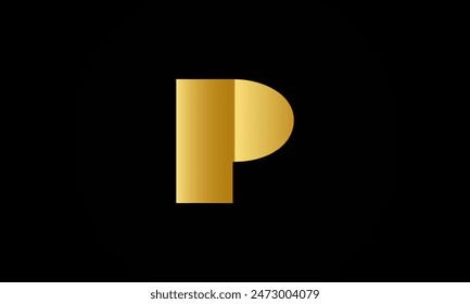 Metal gold P alphabet letter logo icon design.