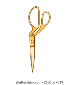 metal gold scissor cartoon. precision trim, shear snip, handle edge metal gold scissor sign. isolated symbol vector illustration