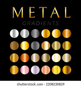 Metal Gold, Silver, Bronze, Copper Gradients Color Shades Swatches Palette 