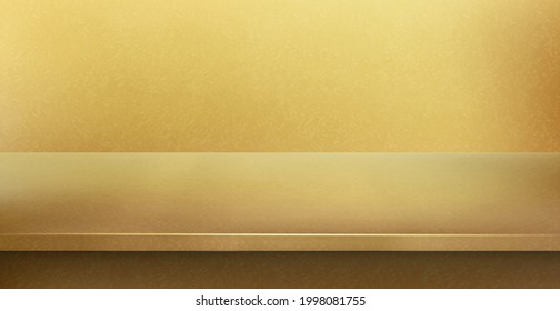 Metal gold table top, yellow background - Vector illustration