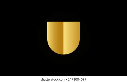 Metal gold U alphabet letter logo icon design.