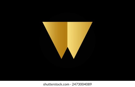 Metal gold W alphabet letter logo icon design.