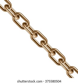 Metal golden chain 3D. Vector illustration.