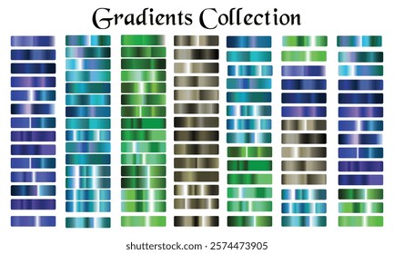 Metal gradient collection of every color swatches vector 