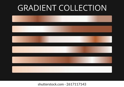 Metal gradient collection and gold foil texture set. Shiny vector illustration for posters