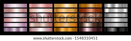 Metal Gradient Collection of Rose Gold, Golden, Bronze and Silver Swatches