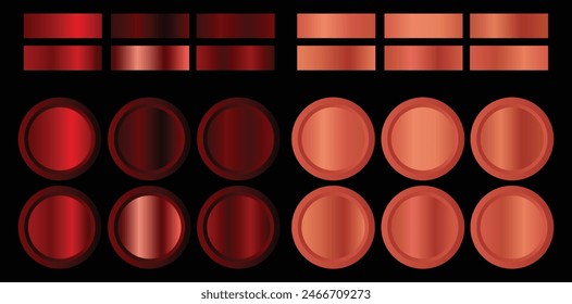 Metal gradient. Color set. Metallic collection. Gold, silver, pearl, bronze palette. Color collection. Steel, iron, aluminium, tin. Holographic background. Chrome texture. Chromium polish effect.
