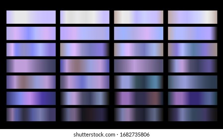 Metal gradient color set  Vector neon chrome texture surface background template for screen  mobile  digital  web  Metallic   chromium shade combination  Purple  lilac  violet neon chromium shades