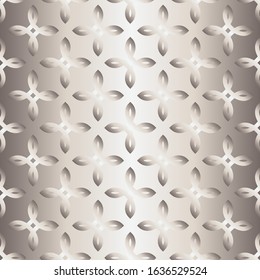 Metal gradient flower pattern. Abstract modern vector background. Shiny metallic wallpaper.