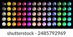 Metal gradient. Multi colored radial gradient set. Collection of shiny foil in rainbow colors palette. Vector