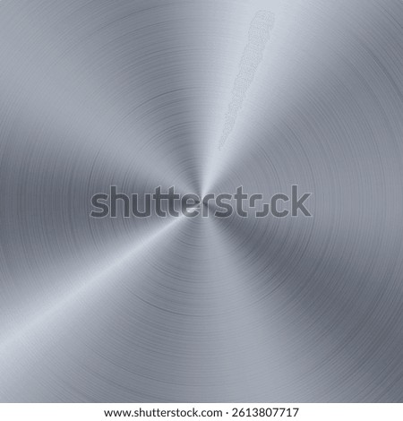 Metal gradient radial rectangle background. Steel silver foil circle. Wheel sticker gradation texture. Vector chrome platinum disk. Gray color hologram button plate. Square badge label template