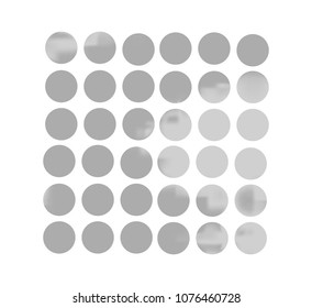 Metal gradient set with modern abstract backgrounds. Grey fluid covers for calendar, brochure, invitation, cards. Template with round gradient set for screens and mobile app.