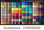 Metal Gradient. Gradient Set. Vector. Metallic Gold Color Collection. Pearl Effect. Gold, Silver, Bronze Palette. Steel, Iron, Aluminium, Tin. Holographic Background. Chrome Texture. Chromium Polish.