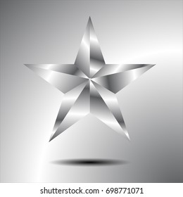 Metal gradient star on grey background. Vector illustration