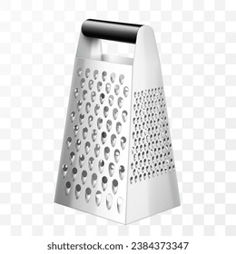 Metal Grater for vegetables. Kitchen accessories. Tools for cooking. . Isolated on white background. For your design. Realistic 3D vector illustration