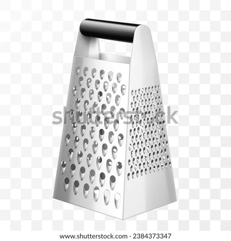 Metal Grater for vegetables. Kitchen accessories. Tools for cooking. . Isolated on white background. For your design. Realistic 3D vector illustration