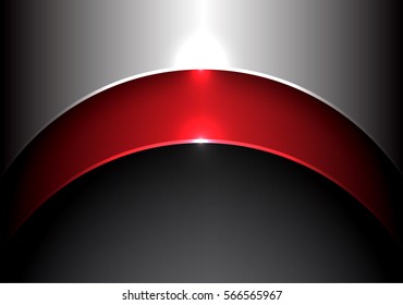 Metal gray red shape curve design luxury modern background vector illustration.